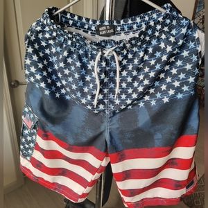 North 15 Black Label American Flag Swim Trunks